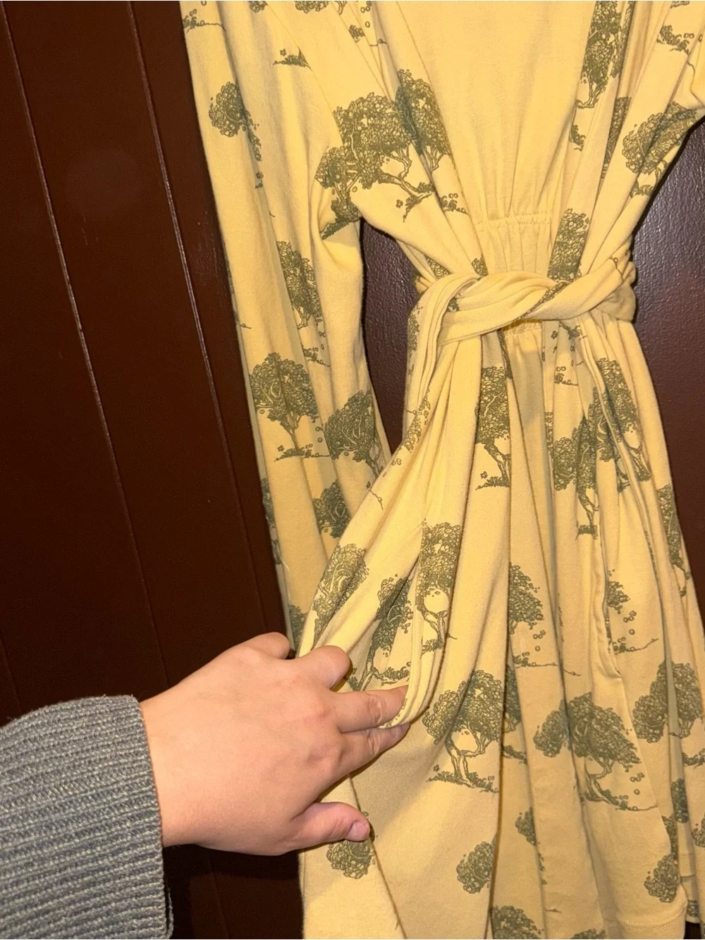 kate quinn 100% Cotton Nightgown and Robe with Olive Tree Print